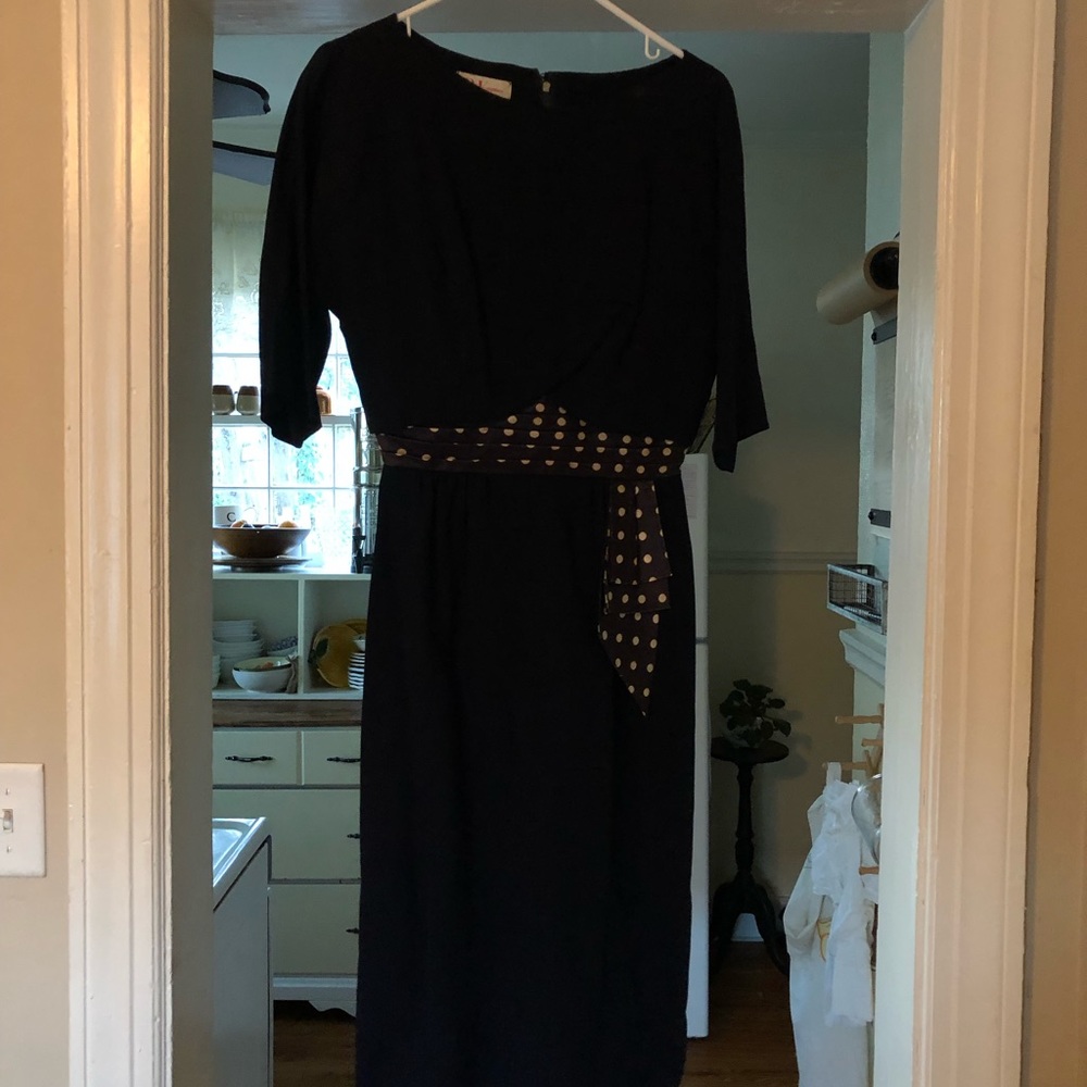 Vintage navy tea length dress
